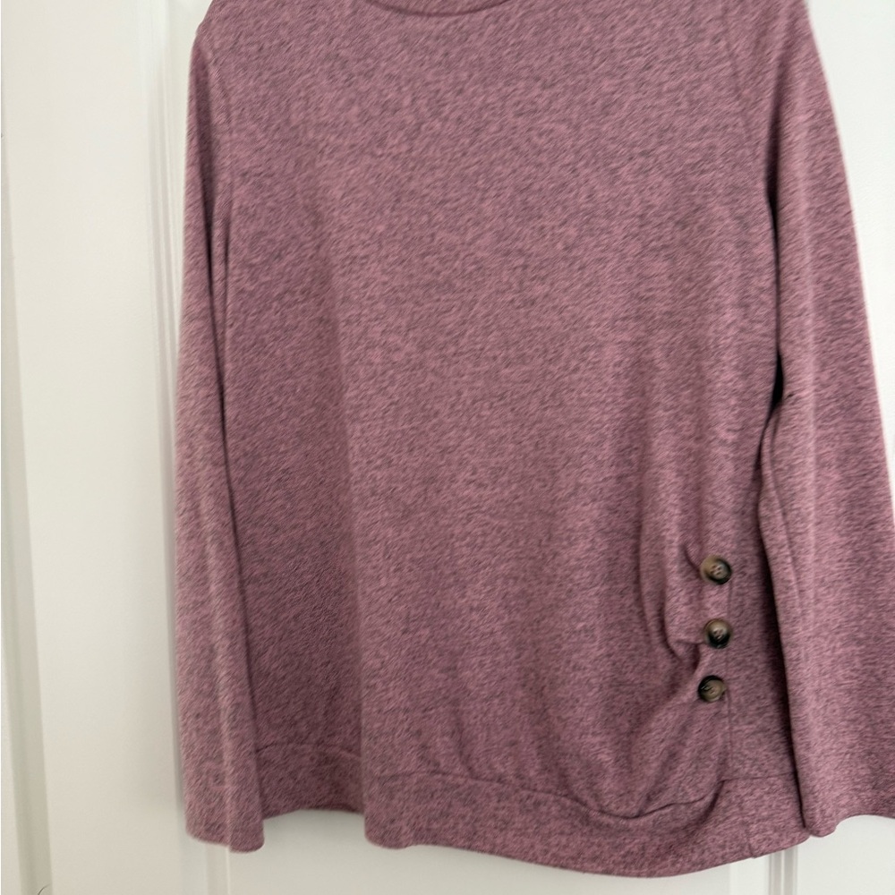 SHEIN Pink Long Sleeve Buttoned Sweatshirt